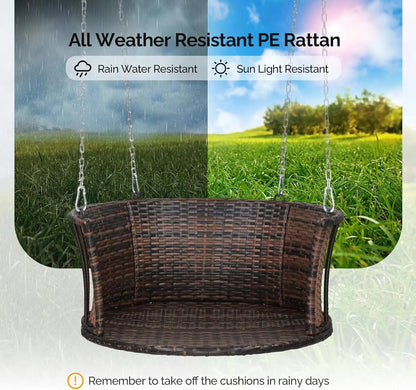 2.4 FT 1-Person Round Rattan Porch Swing