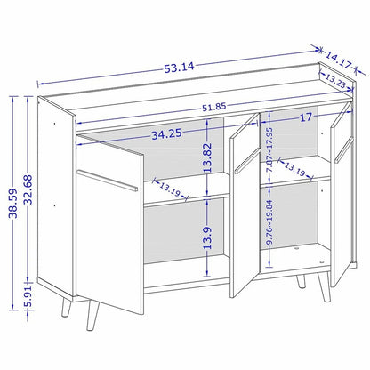 Buffet Sideboard with 4 Shelves Wood Cabinets