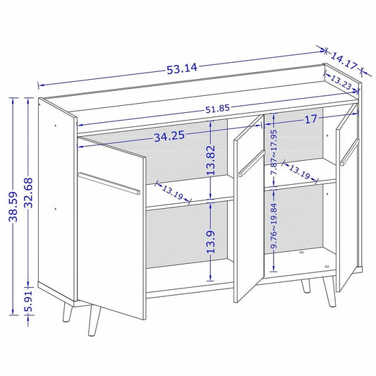 Buffet Sideboard with 4 Shelves Wood Cabinets
