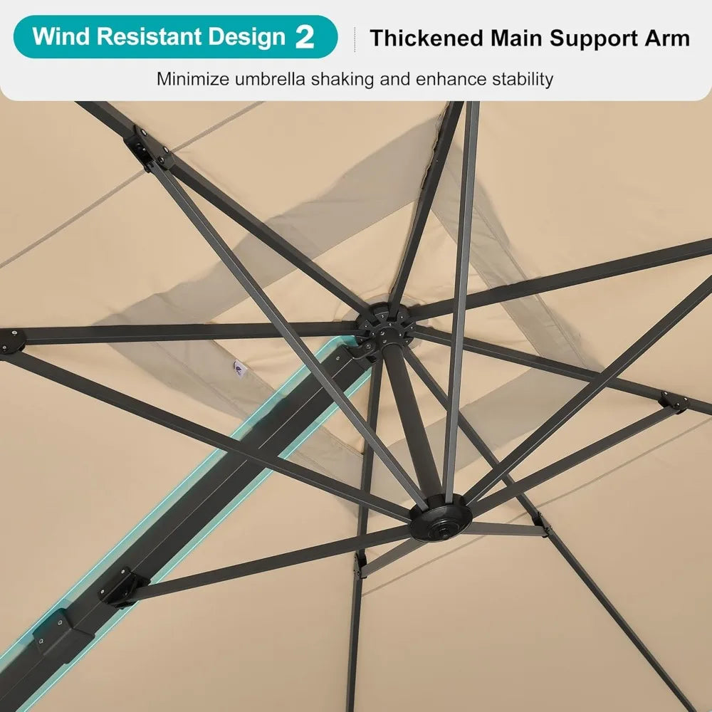 10' X 13' Rectangle Patio Umbrella with 360-degree Rotation
