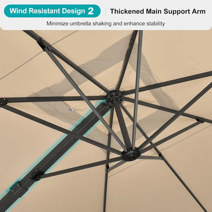 10' X 13' Rectangle Patio Umbrella with 360-degree Rotation