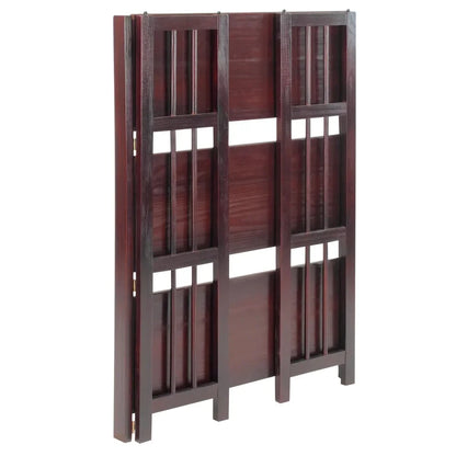 3 Tier Espresso Folding Bookcase with Open Storage