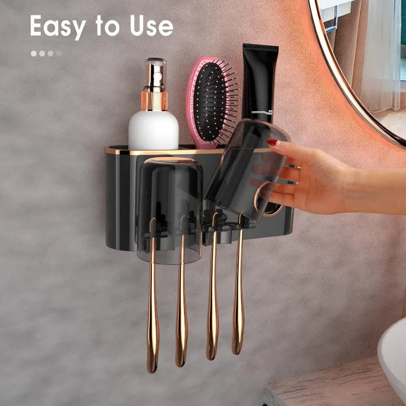 Toothbrush Holders with Toothpaste Dispenser