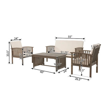 4PC Outdoor Table Garden Furniture Sets