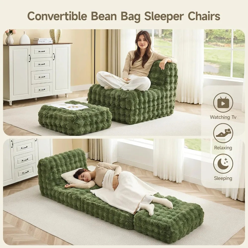 Giant Memory Foam Filled Bean Bag Chair with Ottoman