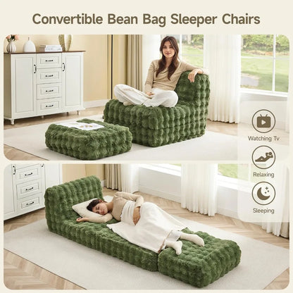 Giant Memory Foam Filled Bean Bag Chair with Ottoman