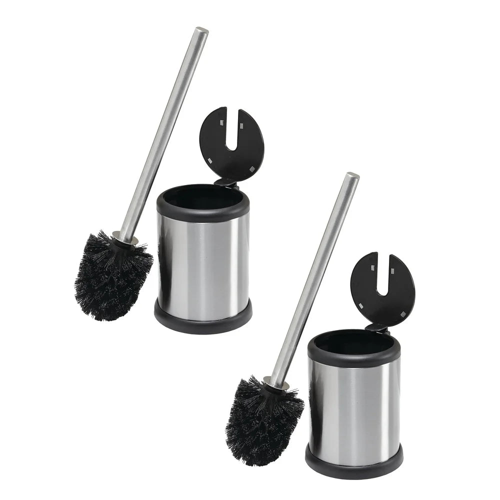 Stainless Steel Toilet Brush Set with Self Closing