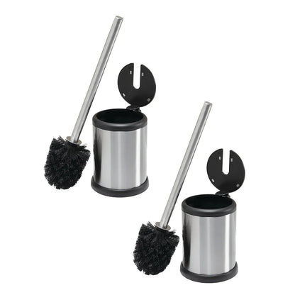 Stainless Steel Toilet Brush Set with Self Closing