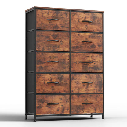 Bedside Table with 10 Fabric Drawers & Steel Frame