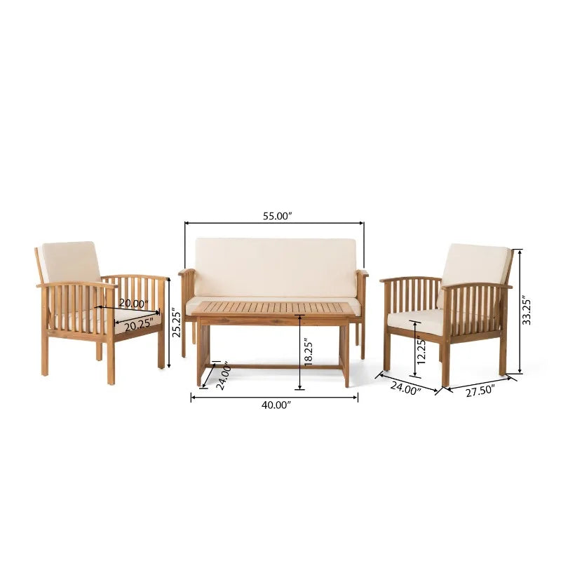 4PC Outdoor Table Garden Furniture Sets