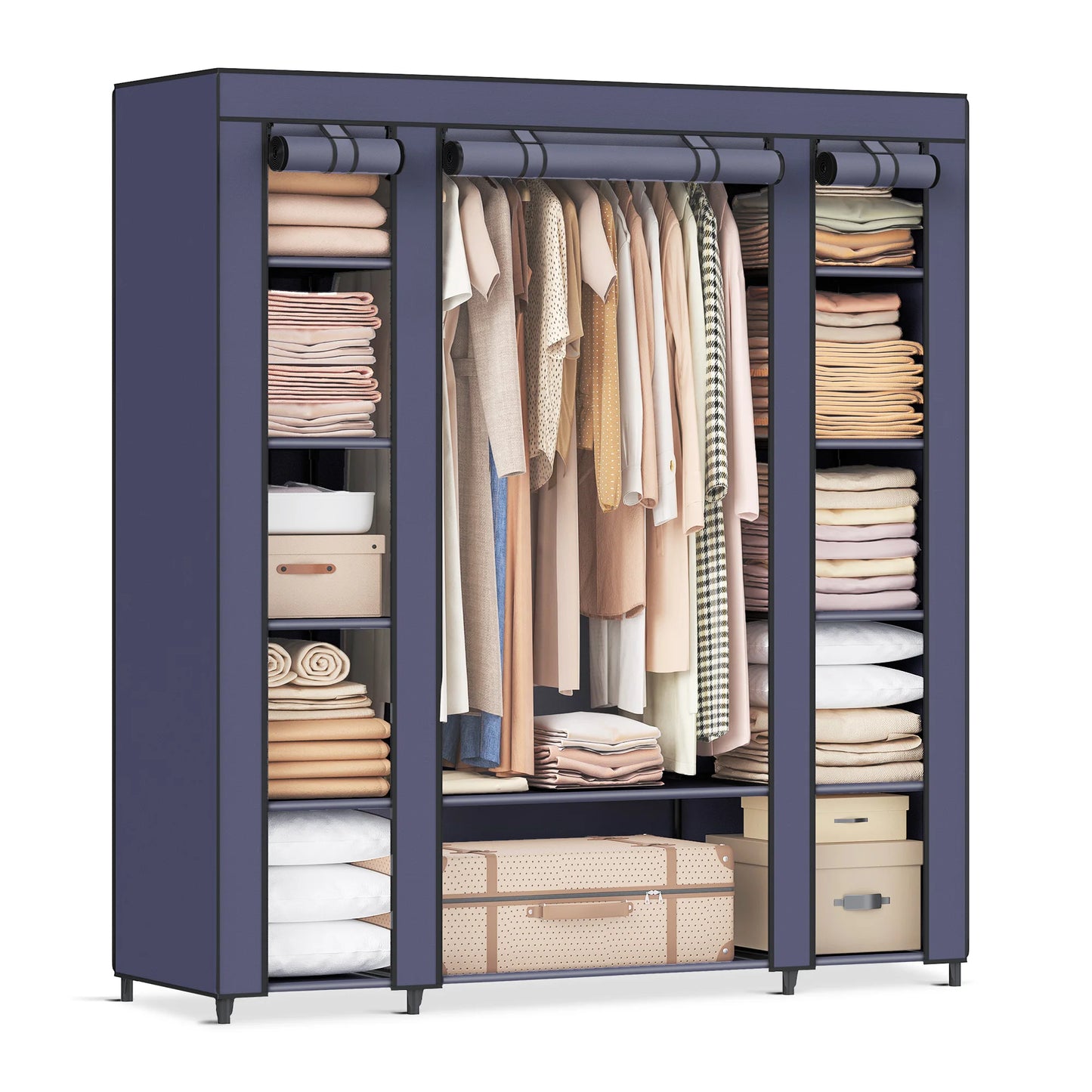 Portable Closet with Clothes Rail & Non-Woven Fabric Cover