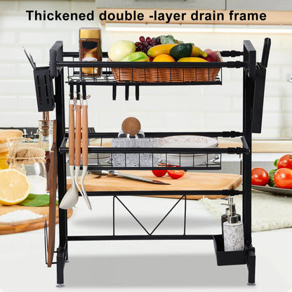 2 Tier Kitchen Storage Shelf Above Sink Draining Rack