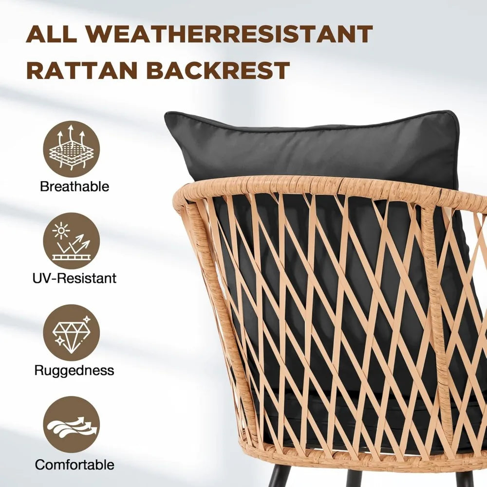 7-Piece All-Weather Rattan Patio Dining Set with 60" Wood Table Top