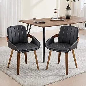 Mid Century Modern Dining Room Chairs with Arms and Rattan Back