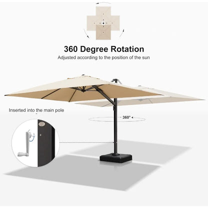 10' X 13' Rectangle Patio Umbrella with 360-degree Rotation