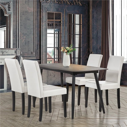 Set of 4 Padded Dining Chairs with Solid Wood Legs