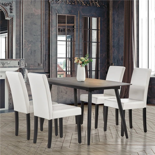 Set of 4 Padded Dining Chairs with Solid Wood Legs