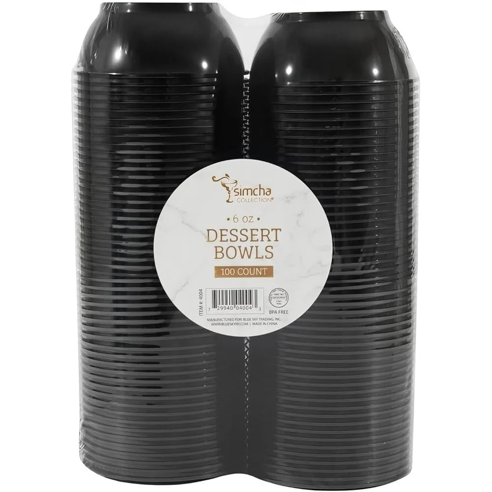 Elegant Disposable Black Round Plastic Bowls
