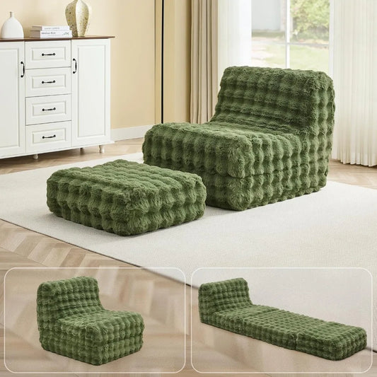 Giant Memory Foam Filled Bean Bag Chair with Ottoman