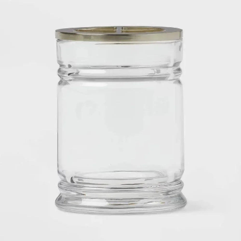 Clear Glass Toothbrush Holder with 4-Way Partitioning